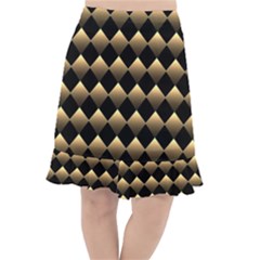 Golden Chess Board Background Fishtail Chiffon Skirt by pakminggu