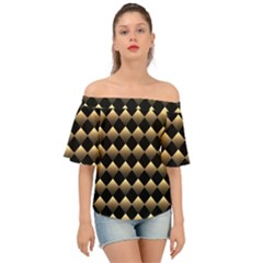 Golden Chess Board Background Off Shoulder Short Sleeve Top by pakminggu