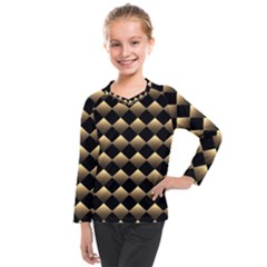 Golden Chess Board Background Kids  Long Mesh Tee