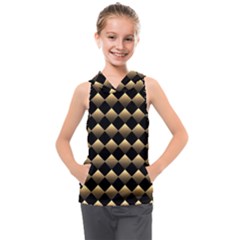 Golden Chess Board Background Kids  Sleeveless Hoodie by pakminggu