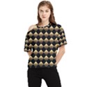 Golden Chess Board Background One Shoulder Cut Out Tee View1