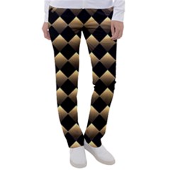 Golden Chess Board Background Women s Casual Pants