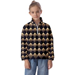 Golden Chess Board Background Kids  Half Zip Hoodie