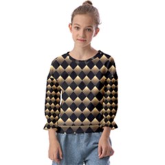 Golden Chess Board Background Kids  Cuff Sleeve Top