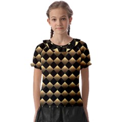 Golden Chess Board Background Kids  Frill Chiffon Blouse