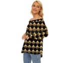 Golden Chess Board Background Off Shoulder Chiffon Pocket Shirt View2