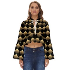 Golden Chess Board Background Boho Long Bell Sleeve Top