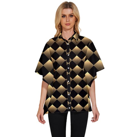 Golden Chess Board Background Women s Batwing Button Up Shirt by pakminggu