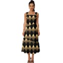 Golden Chess Board Background Square Neckline Tiered Midi Dress View1