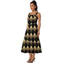 Golden Chess Board Background Square Neckline Tiered Midi Dress View2