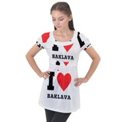 I Love Baklava Puff Sleeve Tunic Top