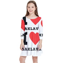 I Love Baklava Kids  Quarter Sleeve Skater Dress by ilovewhateva