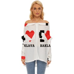 I Love Baklava Off Shoulder Chiffon Pocket Shirt by ilovewhateva