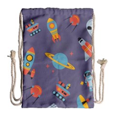 Space-seamless-pattern Drawstring Bag (large) by Salman4z