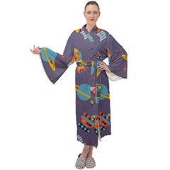 Space-seamless-pattern Maxi Velvet Kimono by Salman4z