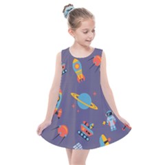 Space-seamless-pattern Kids  Summer Dress by Salman4z