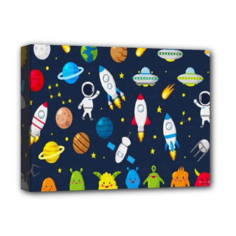 Big-set-cute-astronauts-space-planets-stars-aliens-rockets-ufo-constellations-satellite-moon-rover-v Deluxe Canvas 16  X 12  (stretched)  by Salman4z