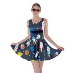 Big-set-cute-astronauts-space-planets-stars-aliens-rockets-ufo-constellations-satellite-moon-rover-v Skater Dress by Salman4z