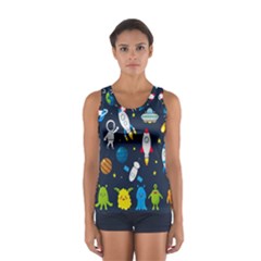 Big-set-cute-astronauts-space-planets-stars-aliens-rockets-ufo-constellations-satellite-moon-rover-v Sport Tank Top  by Salman4z