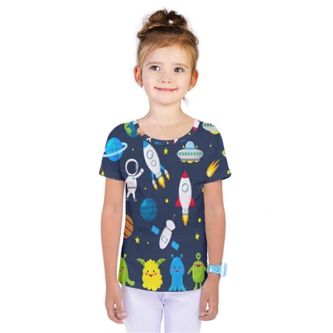 Big-set-cute-astronauts-space-planets-stars-aliens-rockets-ufo-constellations-satellite-moon-rover-v Kids  One Piece Tee by Salman4z