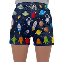 Big-set-cute-astronauts-space-planets-stars-aliens-rockets-ufo-constellations-satellite-moon-rover-v Sleepwear Shorts by Salman4z