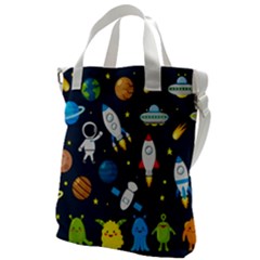 Big-set-cute-astronauts-space-planets-stars-aliens-rockets-ufo-constellations-satellite-moon-rover-v Canvas Messenger Bag