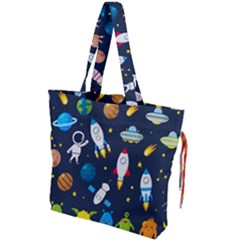 Big-set-cute-astronauts-space-planets-stars-aliens-rockets-ufo-constellations-satellite-moon-rover-v Drawstring Tote Bag by Salman4z