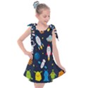 Big-set-cute-astronauts-space-planets-stars-aliens-rockets-ufo-constellations-satellite-moon-rover-v Kids  Tie Up Tunic Dress View1