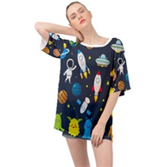 Big-set-cute-astronauts-space-planets-stars-aliens-rockets-ufo-constellations-satellite-moon-rover-v Oversized Chiffon Top by Salman4z