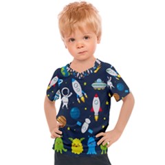 Big-set-cute-astronauts-space-planets-stars-aliens-rockets-ufo-constellations-satellite-moon-rover-v Kids  Sports Tee