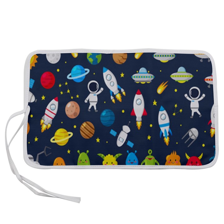 Big-set-cute-astronauts-space-planets-stars-aliens-rockets-ufo-constellations-satellite-moon-rover-v Pen Storage Case (S)