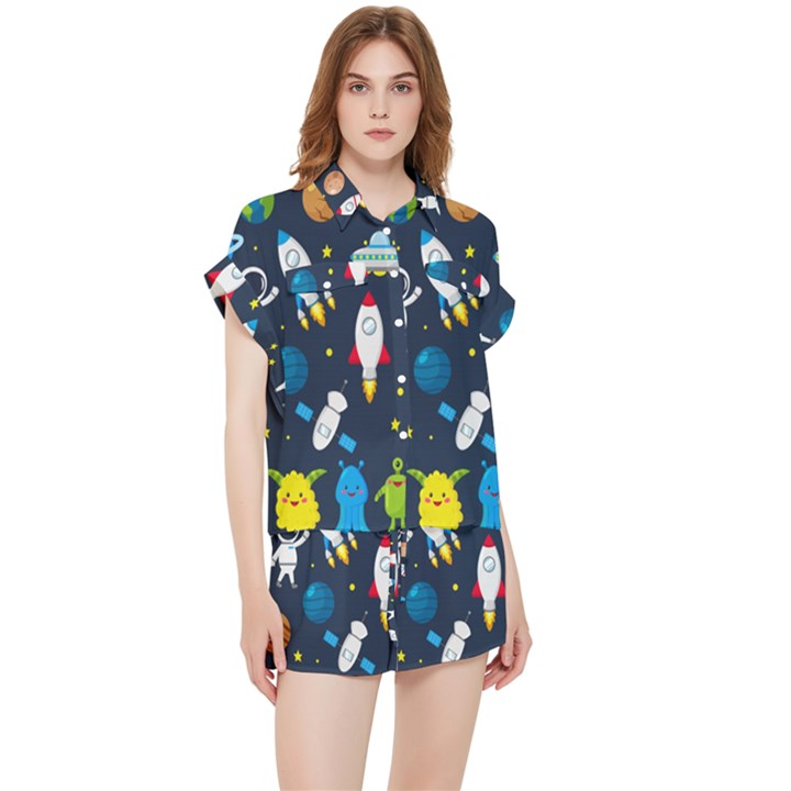 Big-set-cute-astronauts-space-planets-stars-aliens-rockets-ufo-constellations-satellite-moon-rover-v Chiffon Lounge Set