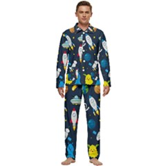 Big-set-cute-astronauts-space-planets-stars-aliens-rockets-ufo-constellations-satellite-moon-rover-v Men s Long Sleeve Velvet Pocket Pajamas Set by Salman4z