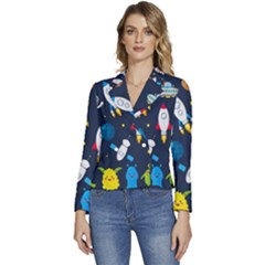 Big-set-cute-astronauts-space-planets-stars-aliens-rockets-ufo-constellations-satellite-moon-rover-v Women s Long Sleeve Revers Collar Cropped Jacket by Salman4z