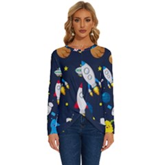 Big-set-cute-astronauts-space-planets-stars-aliens-rockets-ufo-constellations-satellite-moon-rover-v Long Sleeve Crew Neck Pullover Top by Salman4z