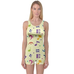 Seamless-pattern-musical-note-doodle-symbol One Piece Boyleg Swimsuit by Salman4z