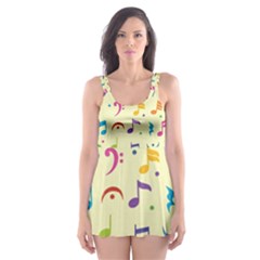 Seamless-pattern-musical-note-doodle-symbol Skater Dress Swimsuit by Salman4z