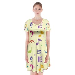 Seamless-pattern-musical-note-doodle-symbol Short Sleeve V-neck Flare Dress by Salman4z