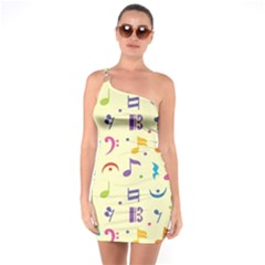 Seamless-pattern-musical-note-doodle-symbol One Shoulder Ring Trim Bodycon Dress by Salman4z