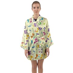 Seamless-pattern-musical-note-doodle-symbol Long Sleeve Satin Kimono by Salman4z