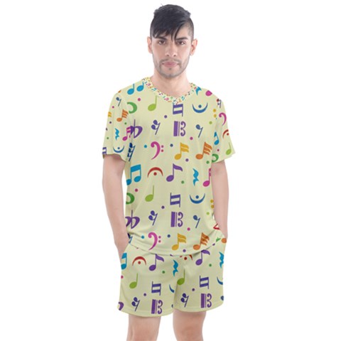 Seamless-pattern-musical-note-doodle-symbol Men s Mesh Tee And Shorts Set by Salman4z