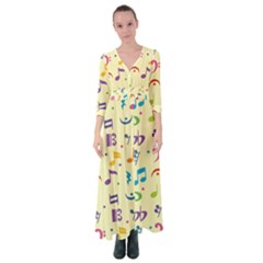 Seamless-pattern-musical-note-doodle-symbol Button Up Maxi Dress by Salman4z