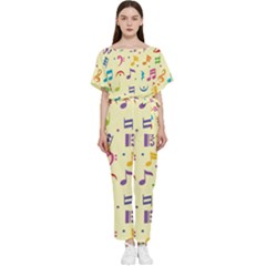 Seamless-pattern-musical-note-doodle-symbol Batwing Lightweight Chiffon Jumpsuit by Salman4z