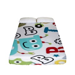 Seamless-pattern-vector-with-funny-robots-cartoon Fitted Sheet (full/ Double Size) by Salman4z