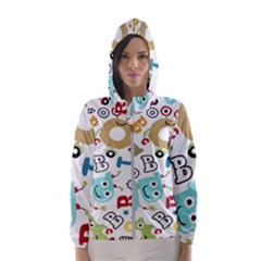 Seamless-pattern-vector-with-funny-robots-cartoon Women s Hooded Windbreaker by Salman4z