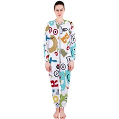 Seamless-pattern-vector-with-funny-robots-cartoon Onepiece Jumpsuit (ladies) by Salman4z