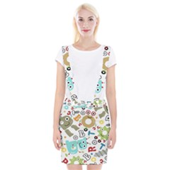 Seamless-pattern-vector-with-funny-robots-cartoon Braces Suspender Skirt by Salman4z