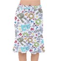 Seamless-pattern-vector-with-funny-robots-cartoon Short Mermaid Skirt View1