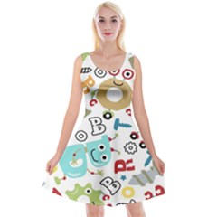 Seamless-pattern-vector-with-funny-robots-cartoon Reversible Velvet Sleeveless Dress by Salman4z