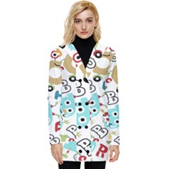 Seamless-pattern-vector-with-funny-robots-cartoon Button Up Hooded Coat  by Salman4z